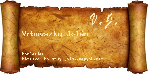 Vrbovszky Jolán névjegykártya